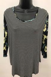 Striped Top with Combo Sleeve