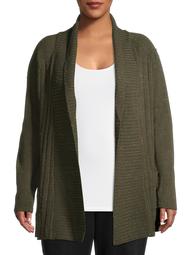What's Next Women's Plus Size Speckled Lightweight Open-Front Cardigan
