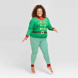 Women's Plus Size Holiday Elf Matching Family Pajama Set - Wondershop™ Green