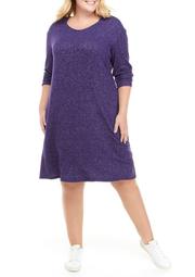 Plus Size Cozy Marled Hooded A-Line Dress
