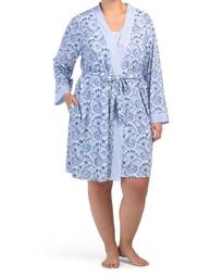 Plus Paisley Floral Travel Robe And Nightgown Set