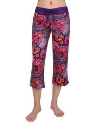 HDE Womens Sleepwear Capri Pajama Pants Sleep Capris Cropped Lounge Bottoms X-Large, Purple Paisley