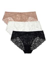 Secret Treasures Women's Lace Bikini Panties, 3-Pack