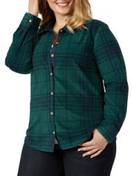 Lee Riders Women's Plus Size Long Sleeve Knit Fleece Plaid Button-Up Shirt