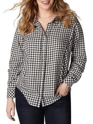 Lee Riders Women's Plus Size Shape Illusions Button-Front Plaid Shirt