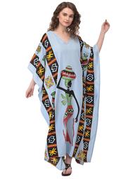 Women's Plus Size Polyester Kaftan Dresses for Women Casual Long Printed Caftan Plus Size Beach Maxi Kimono Ladies Girls Caftans Online by Oussum