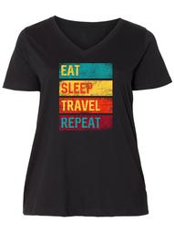 Vacation Eat Sleep Travel Repeat Women's Plus Size V-Neck
