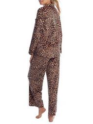 Donna Karan Womens Natural Animal Velour Pajama Set Style-D3923314-NAT
