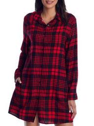 Donna Karan Womens Plaid Woven Sleep Shirt Style-D3323309-LIP