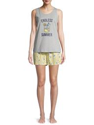 Be Yourself Women's and Women's Plus Tank Top and Shorts 2-Piece Pajama Set