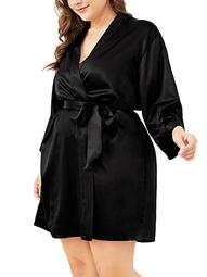 XXLvision Womens Satin Silk Dress Pajamas Bride Sleepwear Robe Lace Homewear Plus Size