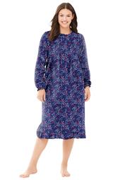 Only Necessities Plus Size Cotton Flannel Print Short Gown Pajamas