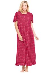 Dreams & Co. Women's Plus Size Petite Long Floral Print Cotton Gown  Pajamas