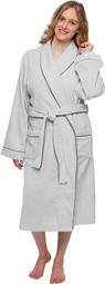 Silver Lilly Women's 100% Cotton Terry Cloth Kimono Spa Bath Robe w/ Piping