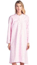 Casual Nights Women's Flannel Floral Long Sleeve Nightgown - Pink - XX-Large