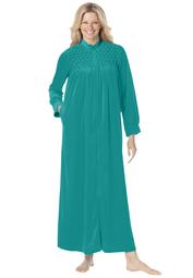 Only Necessities Women's Plus Size Smocked velour long robe