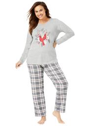 Dreams & Co. Women's Plus Size Cozy Pajama Set  Pajamas
