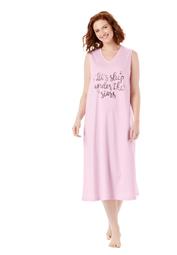 Dreams & Co. Women's Plus Size Long Sleeveless Sleepshirt  Nightgown