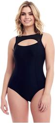 COVER GIRL Womens Swimwear Straight and Curvy One Piece Swimsuit with Tummy Control - Mesh Cutout, Black, Size 12