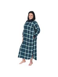 Metropolitan Womens Flannel Lounger Robe - Long Plaid Night Gown