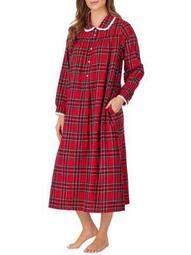 Lanz of Salzburg Womens Red Tartan Flannel Nightgown Style-CL5616839-RE