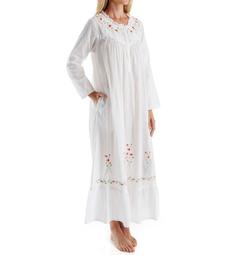 Women's La Cera 1181A 100% Cotton Woven Long Sleeve Long Gown