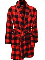 Totally Pink! Women's Red and Black Buffalo Plaid Print Plus Size Plush Robe