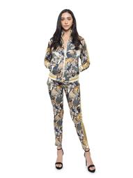 Victorious Women's Jungle Floral Tiger 2 Piece Tracksuit Set - Sweatshirt Jacket and Sweat Pants VL207 - Off-White - Small
