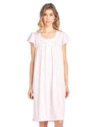 Casual Nights Women's Short Sleeve Smocked And Lace Nightgown - Pink - 3X-Large