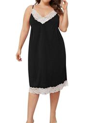 Scvgkk Women's Plus Size Sleeveless Lace Spaghetti Strap Nightgown Pajamas