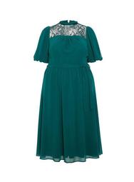 **DP Curve Billie & Blossom Green Lace Fit and Flare Dress