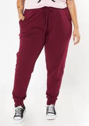 Plus Burgundy Terry Knit Joggers