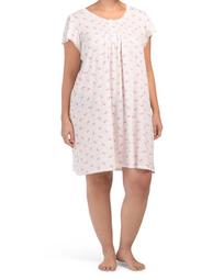 Plus Short Sleeve Short Floral Nightgown