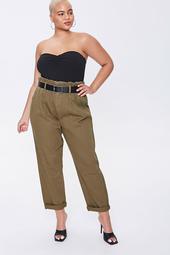 Plus Size Paperbag Ankle Pants