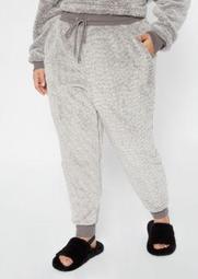 Plus Gray Sherpa High Waisted Joggers