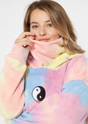 Tie Dye Positive Vibes Embroidered Mask Hoodie