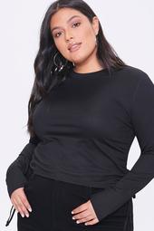 Plus Size Ribbed Long-Sleeve Top