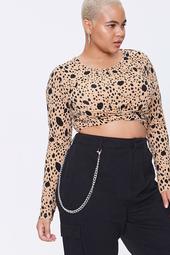 Plus Size Spotted Crop Top