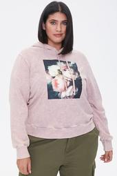 Plus Size Floral Graphic Hoodie