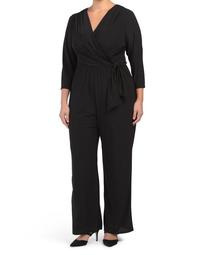 Plus Made In Usa Wrap V-neck Stretch Ity Jumpsuit