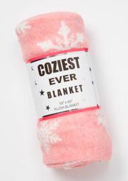 Pink Snowflake Plush Blanket