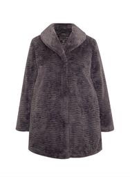 **DP Curve Grey Long Line Faux Fur Coat