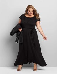 Convertible Off-The-Shoulder Belted Maxi Dress