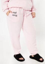 Plus Pink Angel Energy Embroidered Boyfriend Joggers