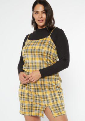 checkered mini slip dress