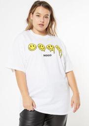 White Drippy Smiley Mood Graphic Tee