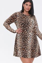 Plus Size Leopard Skater Dress