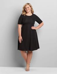 Perfect Sleeve Textured Fit & Flare Dress