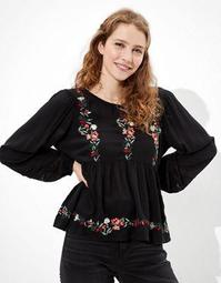 AE Embroidered Babydoll Top