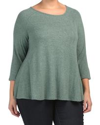 Plus Made In Usa Hacci Three-quarter Sleeve Top